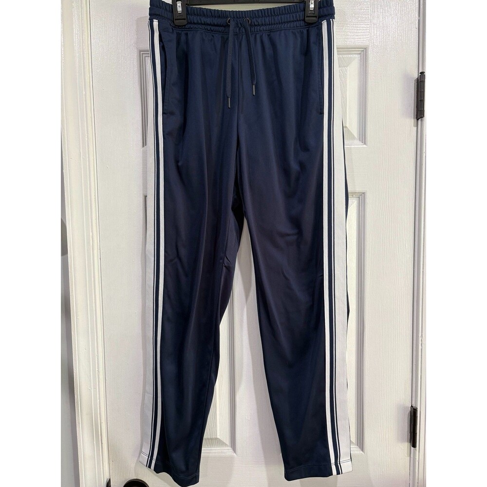 Athletic Works Track Pants Mens Medium 32-34 Navy Side Stripe Athletic Joggers